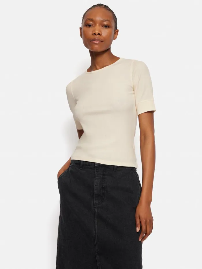 Jigsaw Bovey Crew Neck Tee Cream Women Shirts and Tops