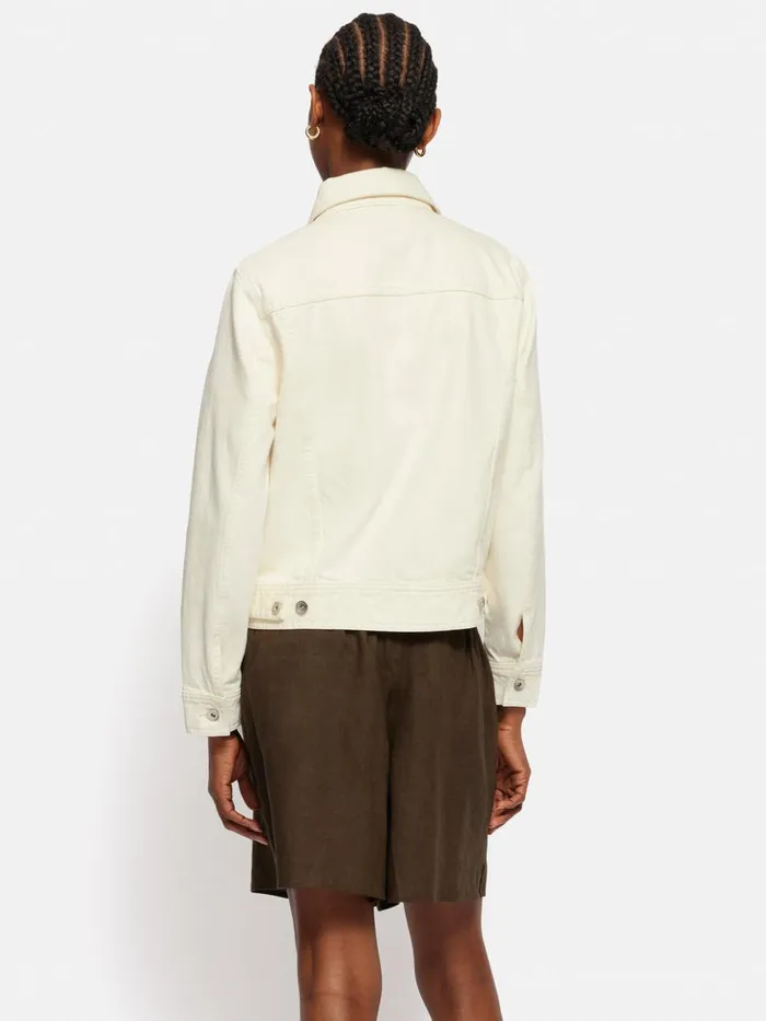 Jigsaw Boxy Denim Trucker Jacket Ecru Women Coats and Jackets
