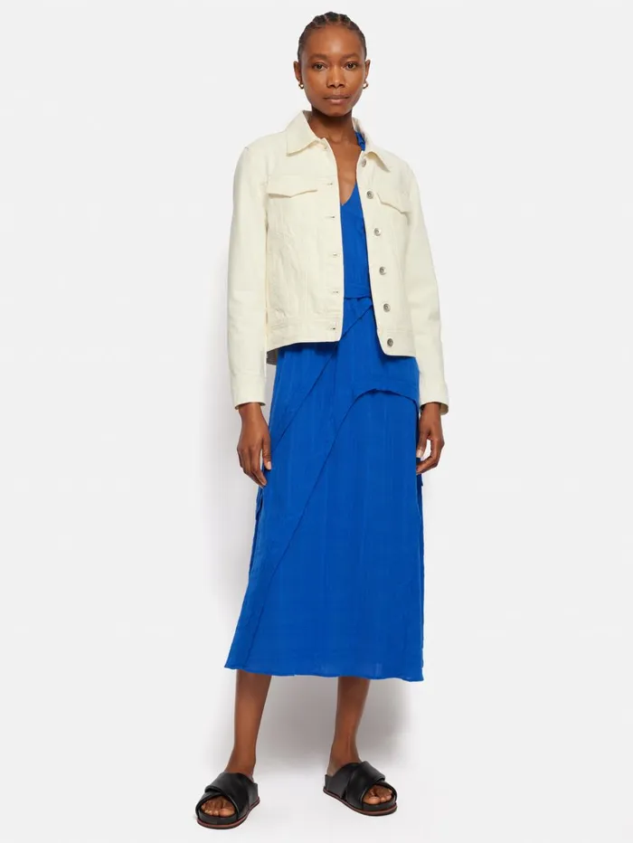 Jigsaw Boxy Denim Trucker Jacket Ecru Women Coats and Jackets
