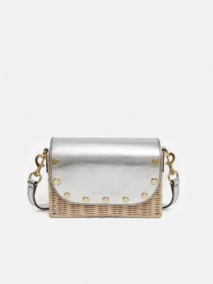 Jigsaw Boxy Straw Cross Body Silver Women Bags