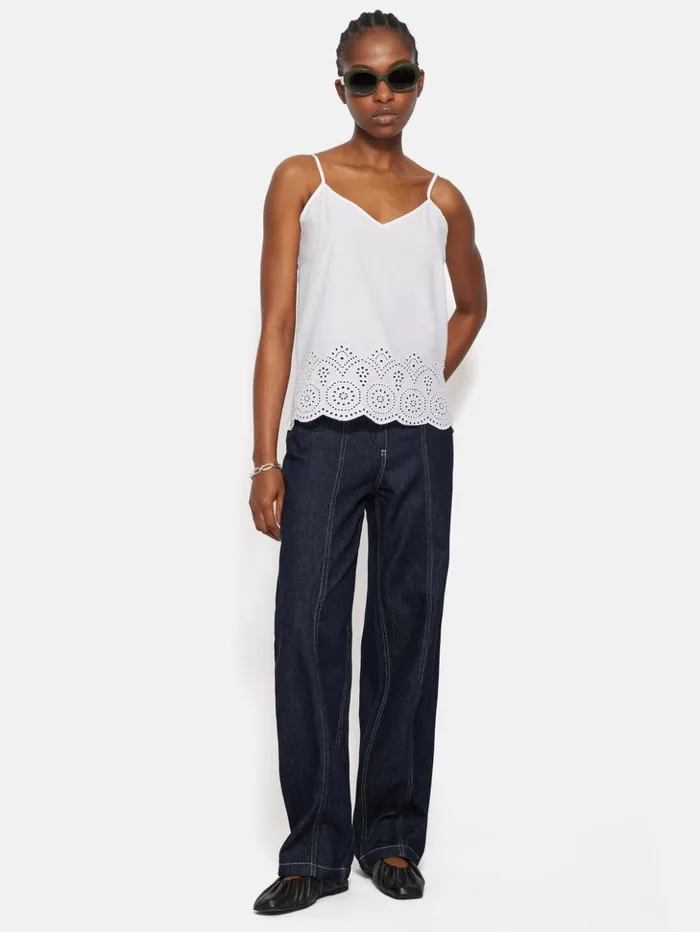 Jigsaw Broderie Anglaise Cami White Women Shirts and Tops