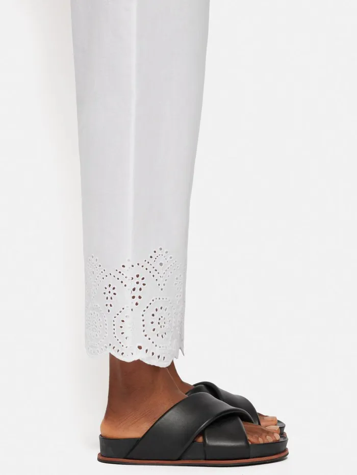 Jigsaw Broderie Anglaise Cropped Trouser White Women Trousers