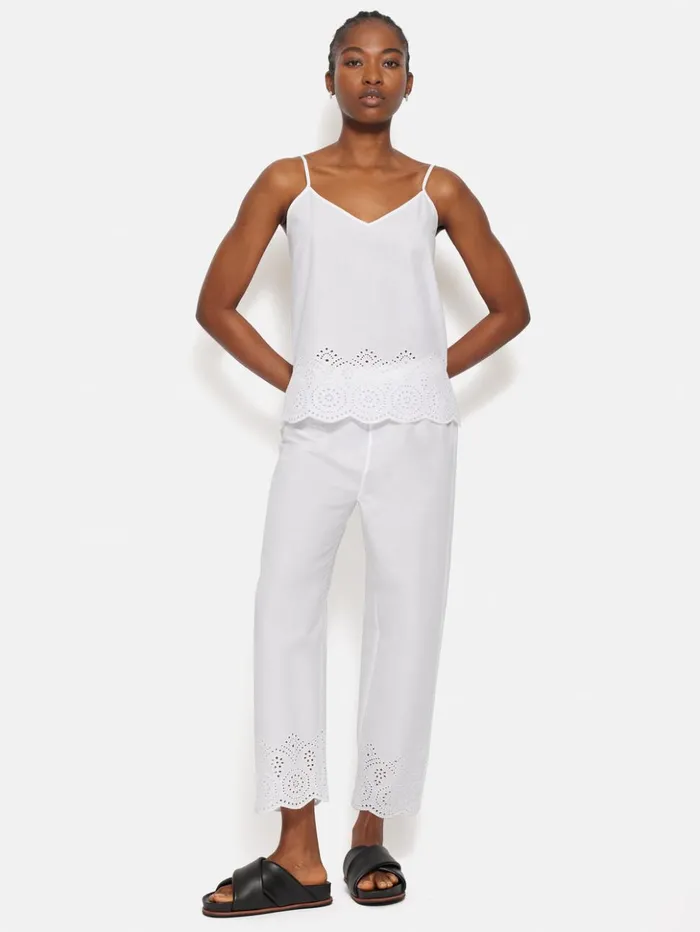 Jigsaw Broderie Anglaise Cropped Trouser White Women Trousers