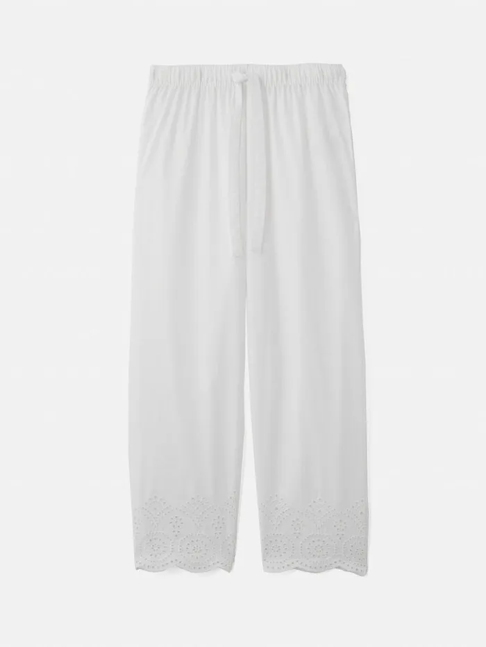 Jigsaw Broderie Anglaise Cropped Trouser White Women Trousers