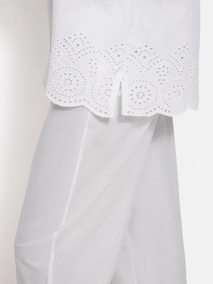Jigsaw Broderie Anglaise Short Sleeved Top White Women Coords