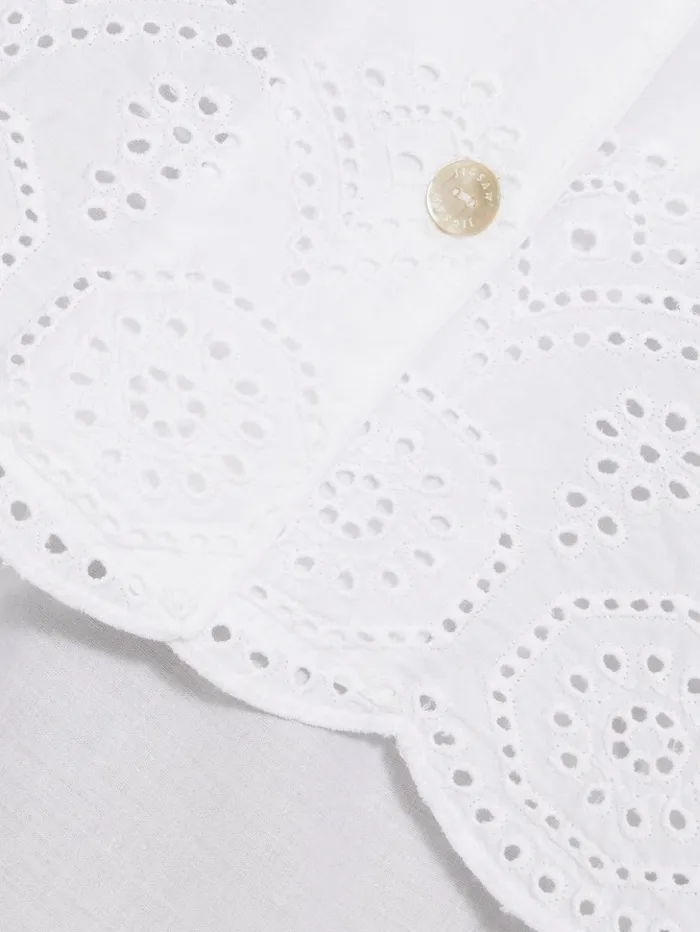 Jigsaw Broderie Anglaise Short Sleeved Top White Women Coords