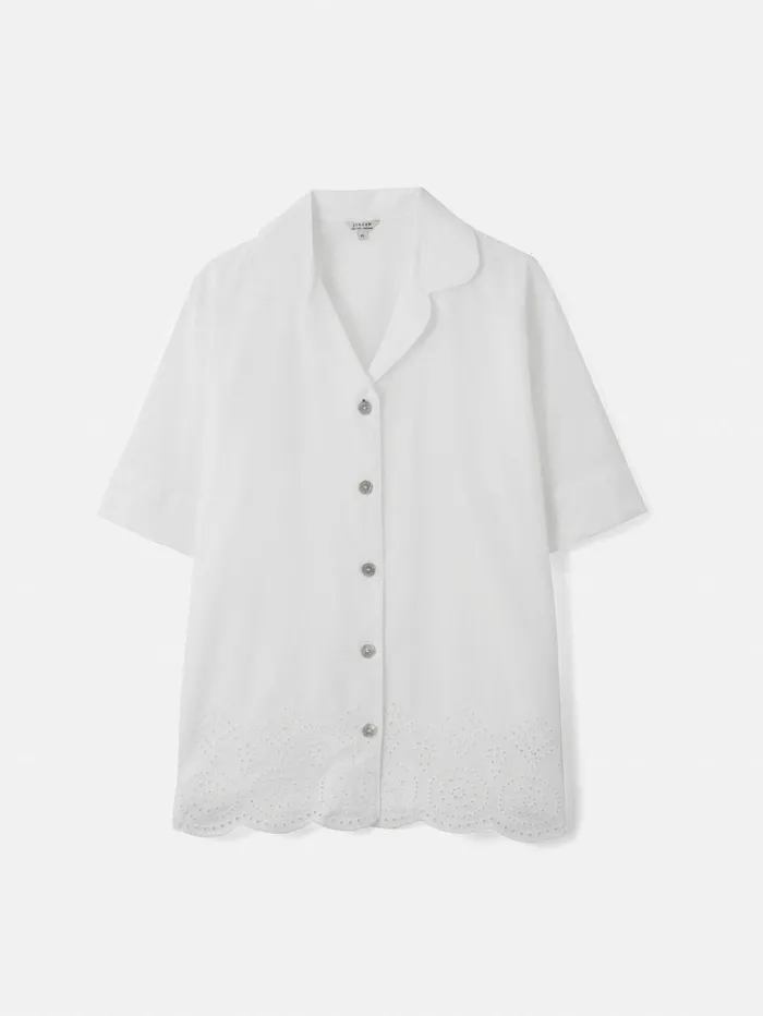 Jigsaw Broderie Anglaise Short Sleeved Top White Women Shirts and Tops