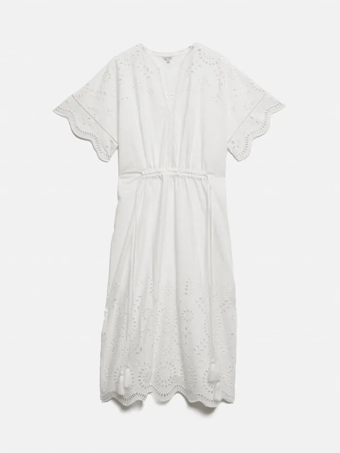 Jigsaw Broderie Kaftan White Women Dresses and Jumpsuits