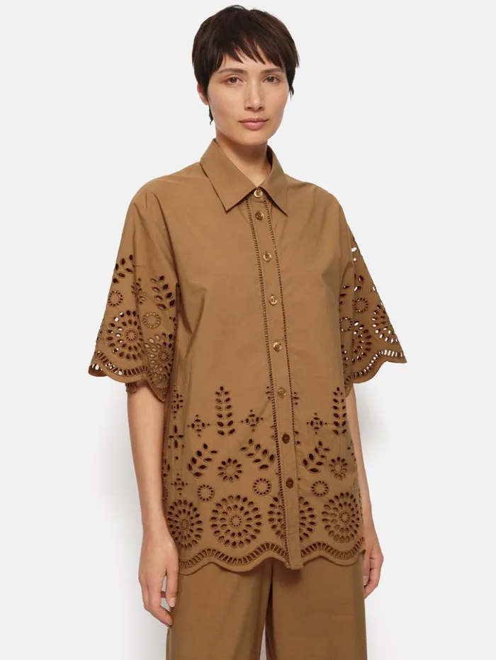 Jigsaw Broderie Shirt Camel Women Coords