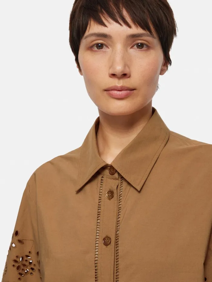 Jigsaw Broderie Shirt Camel Women Shirts and Tops