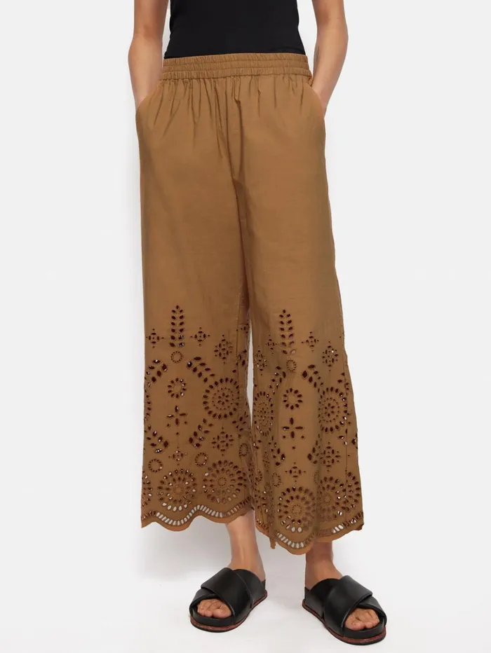 Jigsaw Broderie Trouser Camel Women Trousers