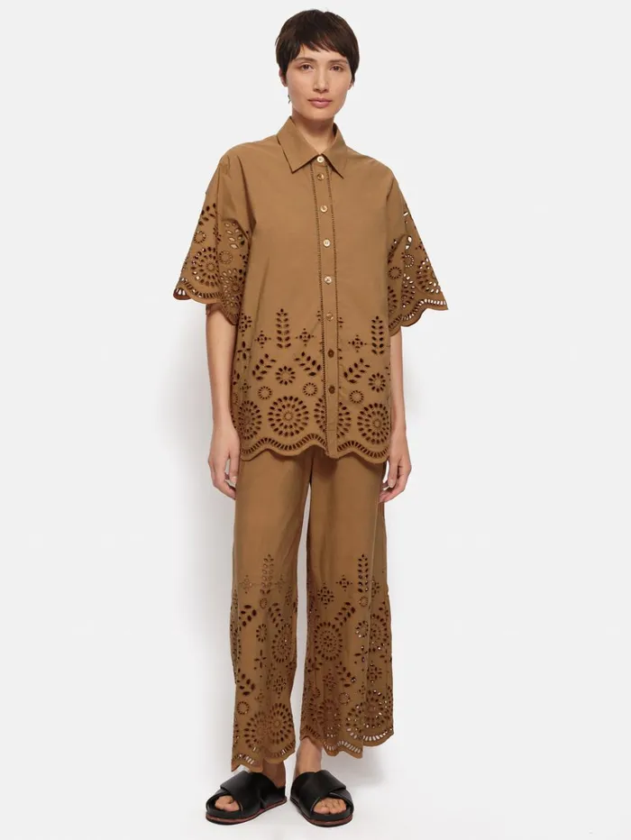 Jigsaw Broderie Trouser Camel Women Trousers