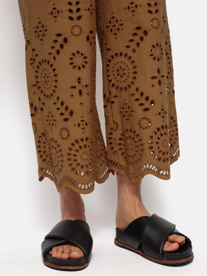 Jigsaw Broderie Trouser Camel Women Trousers
