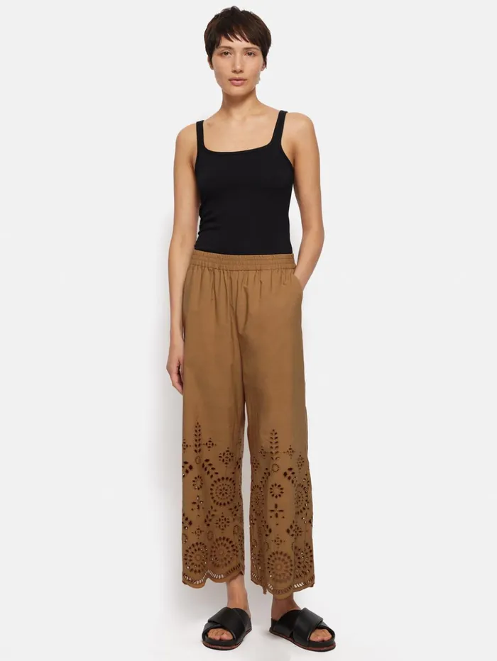 Jigsaw Broderie Trouser Camel Women Trousers