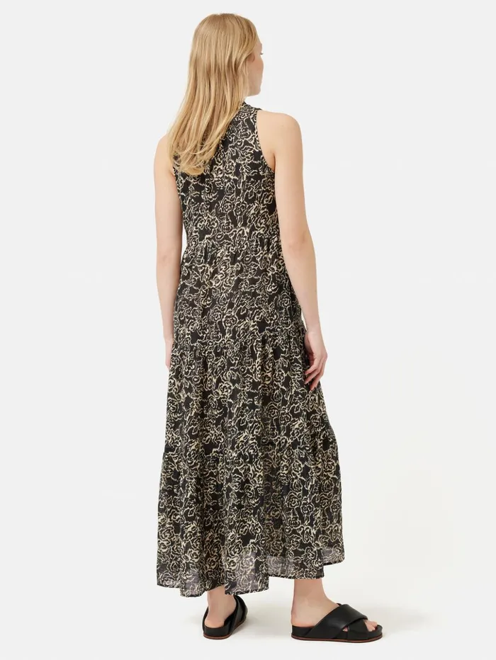 Jigsaw Brushed Rose Gauze Linen Dress Black Women Dresses and Jumpsuits