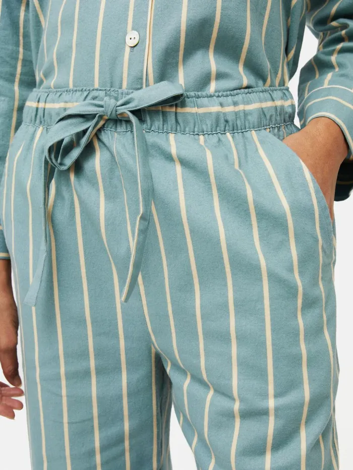 Jigsaw Brushed Twill Stripe Pyjamas Blue Women Pyjamas
