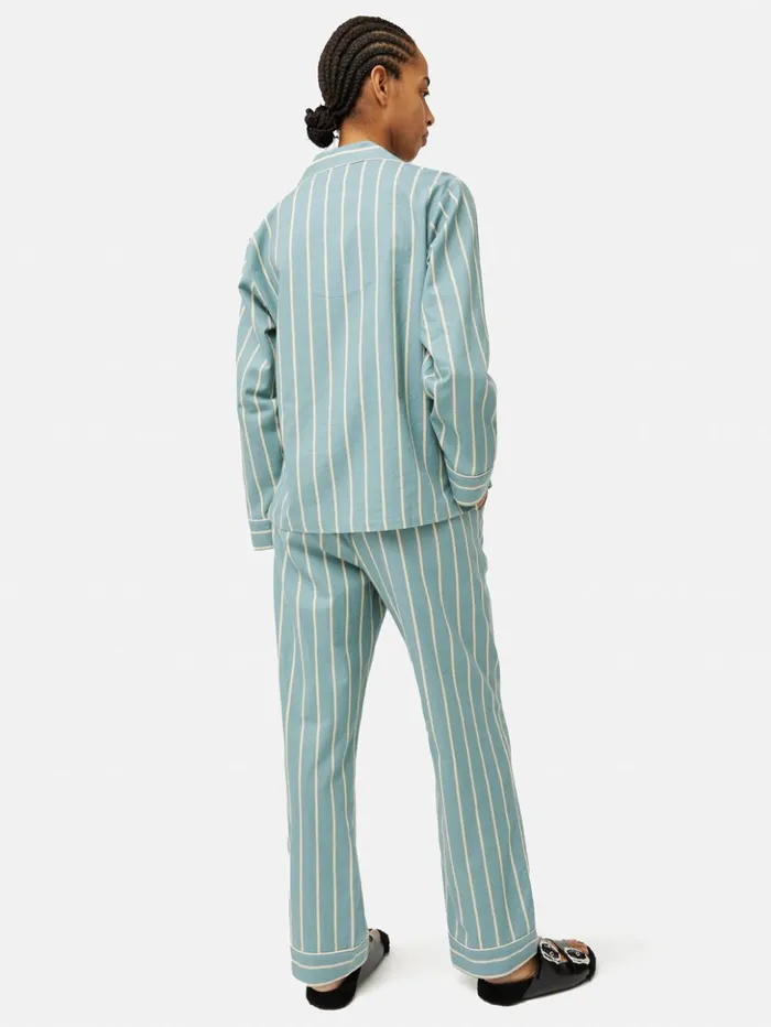 Jigsaw Brushed Twill Stripe Pyjamas Blue Women Pyjamas