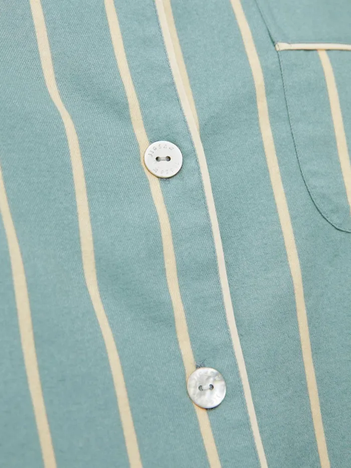Jigsaw Brushed Twill Stripe Pyjamas Blue Women Pyjamas