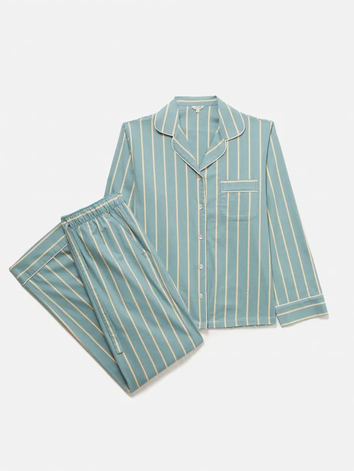 Jigsaw Brushed Twill Stripe Pyjamas Blue Women Pyjamas