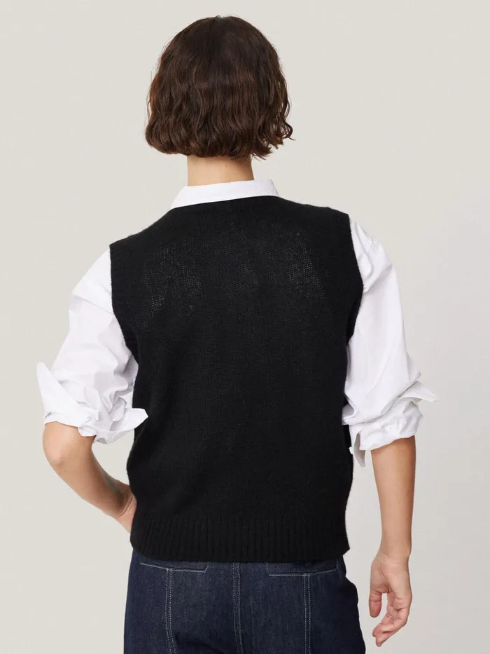 Jigsaw Cashmere Crew Neck Tank Black Women Knitwear and Cashmere