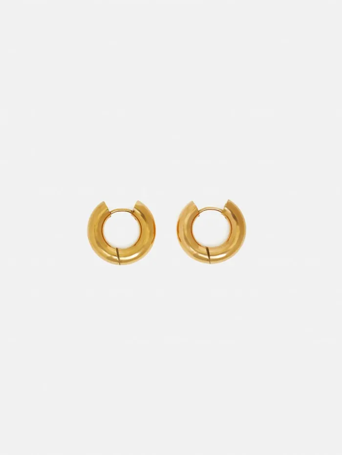 Jigsaw Chubby Hoop Earrings Gold Women Jewellery