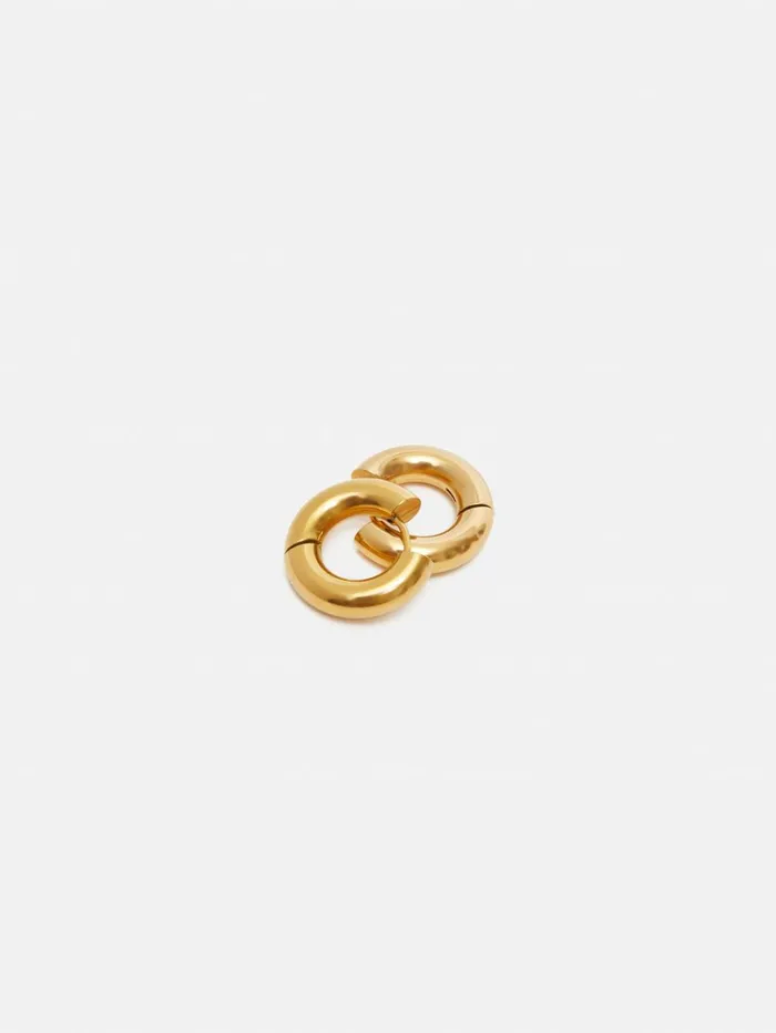 Jigsaw Chubby Hoop Earrings Gold Women Jewellery