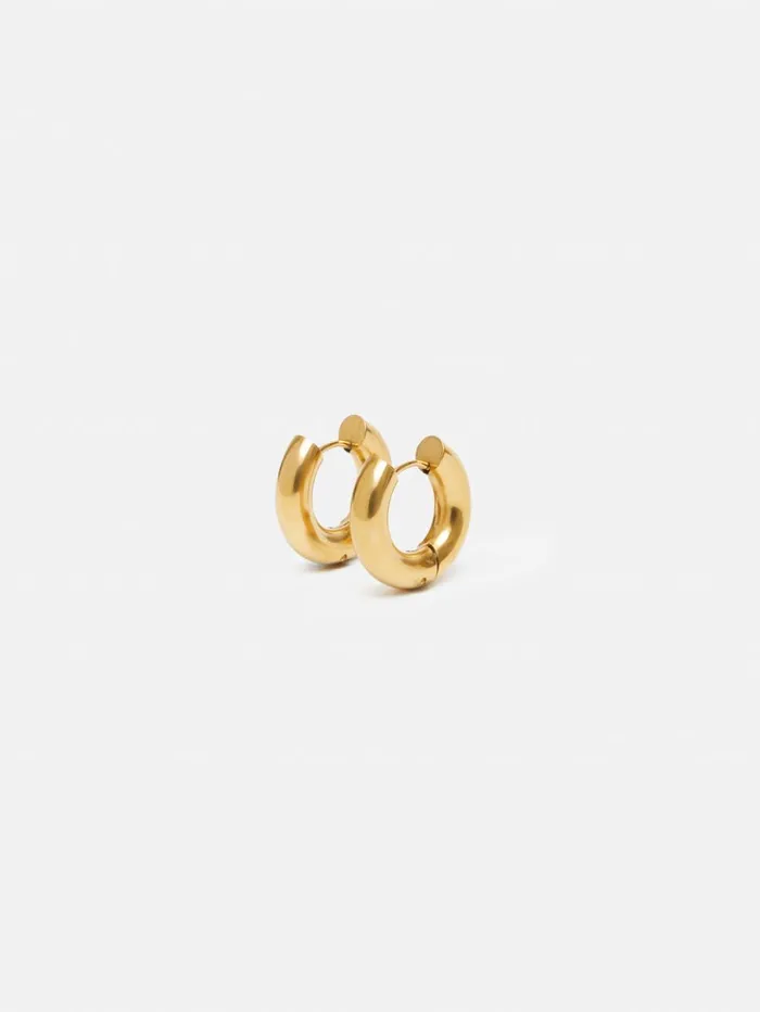 Jigsaw Chubby Hoop Earrings Gold Women Jewellery
