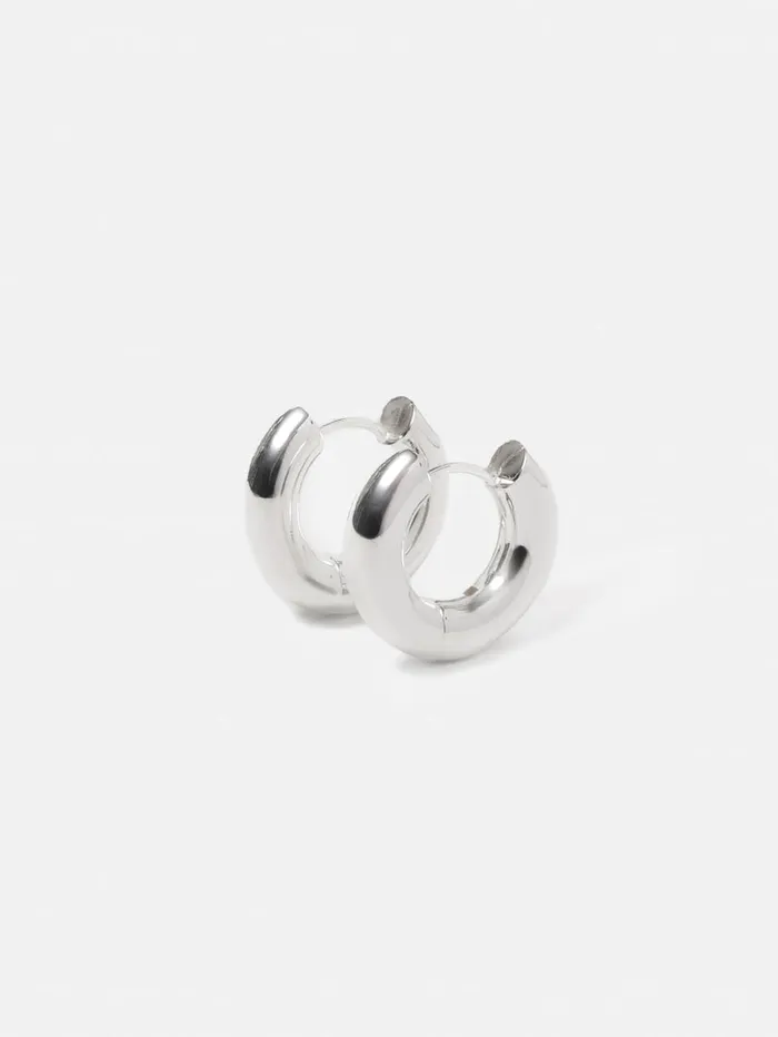 Jigsaw Chubby Hoop Earrings Silver Women Jewellery