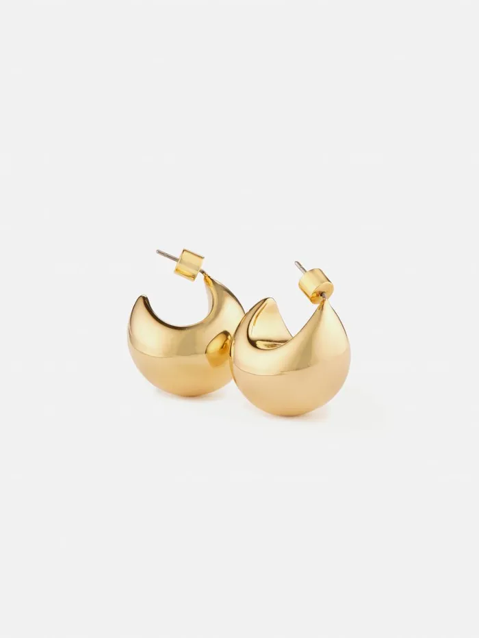 Jigsaw Chunky Dome Earrings Gold Women Jewellery