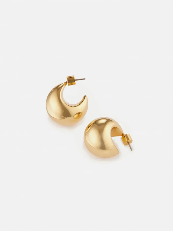 Jigsaw Chunky Dome Earrings Gold Women Jewellery