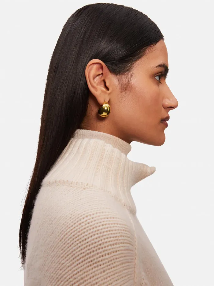 Jigsaw Chunky Dome Earrings Gold Women Jewellery