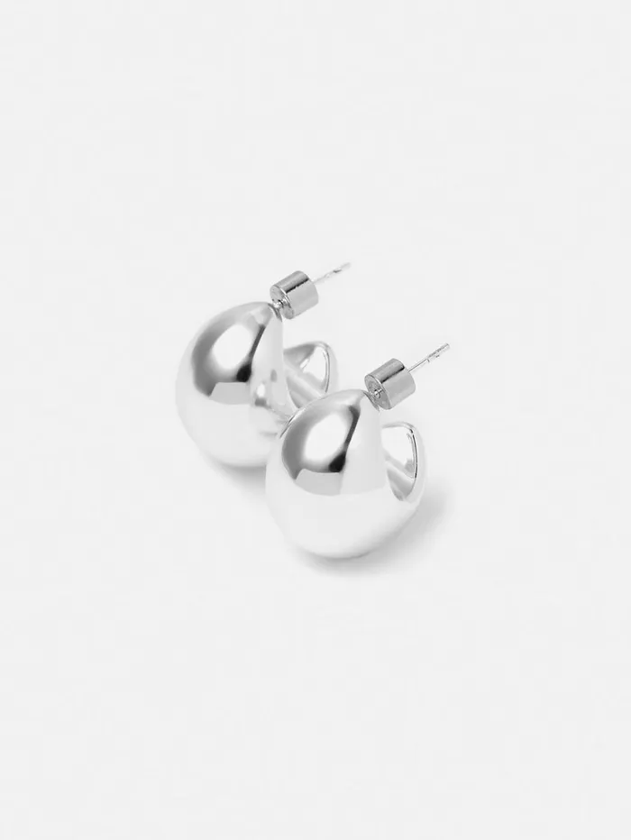 Jigsaw Chunky Dome Earrings Silver Women Jewellery