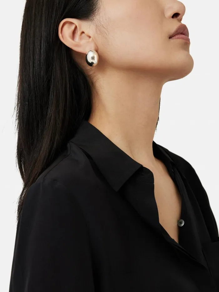 Jigsaw Chunky Dome Earrings Silver Women Jewellery