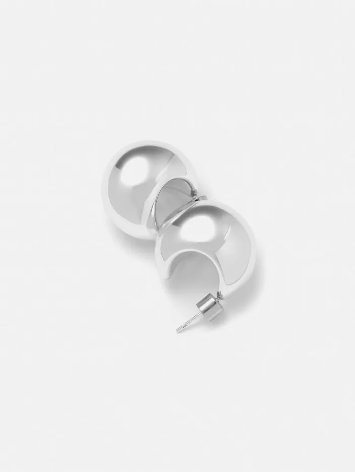 Jigsaw Chunky Dome Earrings Silver Women Jewellery