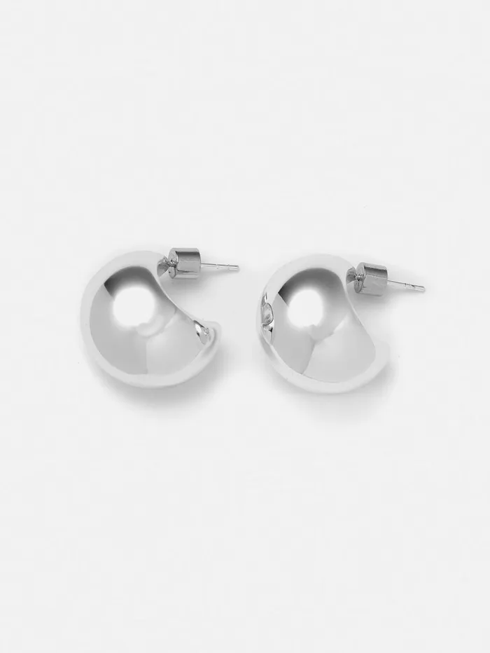 Jigsaw Chunky Dome Earrings Silver Women Jewellery