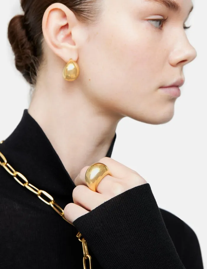Jigsaw Chunky Dome Ring Gold Women Jewellery