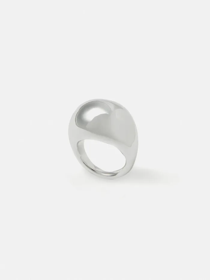 Jigsaw Chunky Dome Ring Silver Women Jewellery