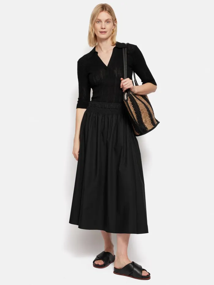 Jigsaw Collar Knitted Top Black Women Shirts and Tops