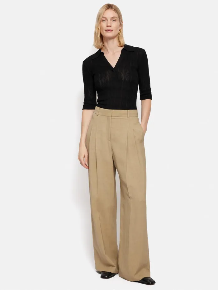 Jigsaw Collar Knitted Top Black Women Shirts and Tops