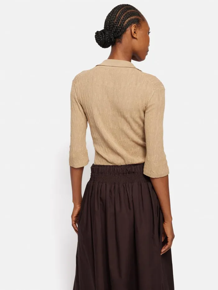 Jigsaw Collar Knitted Top Stone Women Shirts and Tops