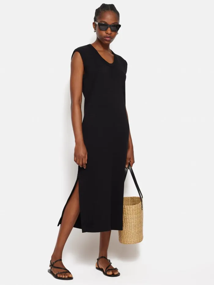 Jigsaw Column T Shirt Dress Black Women Dresses and Jumpsuits