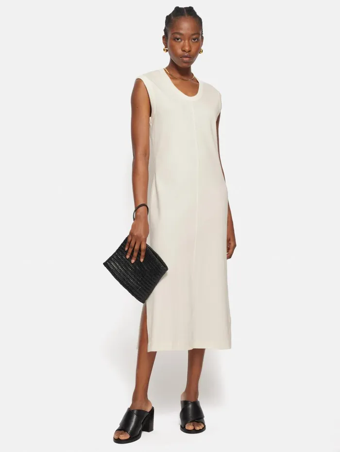 Jigsaw Column T Shirt Dress Cream Women Dresses and Jumpsuits