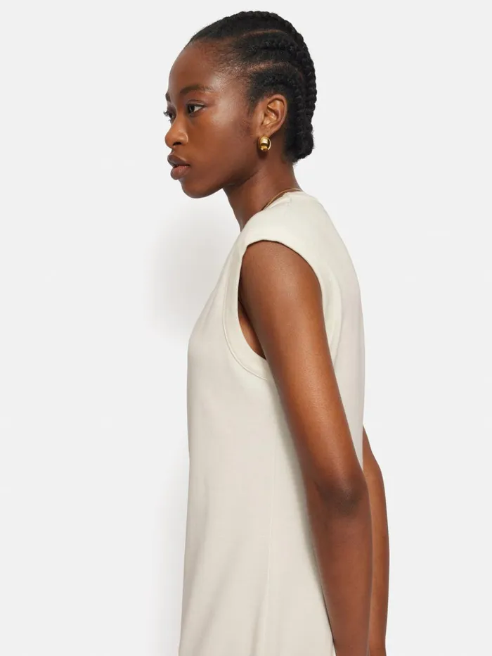 Jigsaw Column T Shirt Dress Cream Women Dresses and Jumpsuits