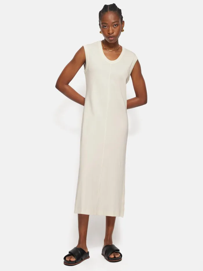 Jigsaw Column T Shirt Dress Cream Women Dresses and Jumpsuits
