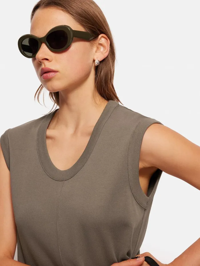 Jigsaw Column T Shirt Dress Taupe Women Dresses and Jumpsuits