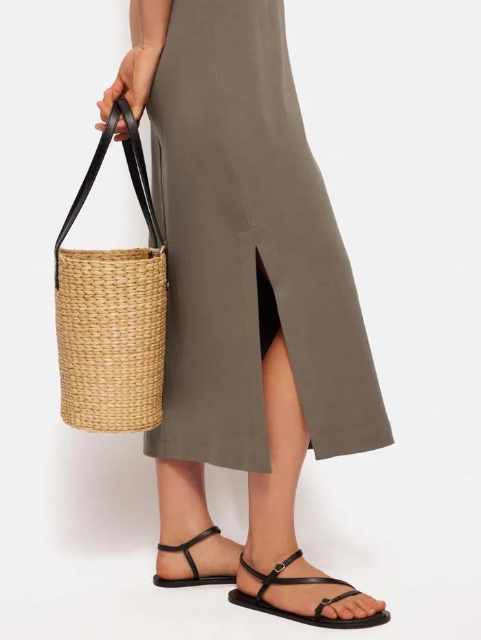 Jigsaw Column T Shirt Dress Taupe Women Dresses and Jumpsuits