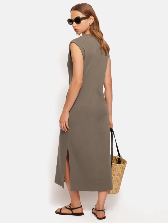 Jigsaw Column T Shirt Dress Taupe Women Dresses and Jumpsuits
