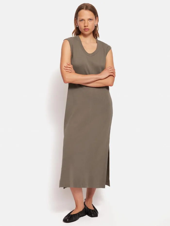 Jigsaw Column T Shirt Dress Taupe Women Dresses and Jumpsuits