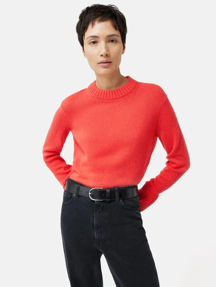 Jigsaw Compact Wool Cashmere Blend Jumper Coral Women Knitwear and Cashmere