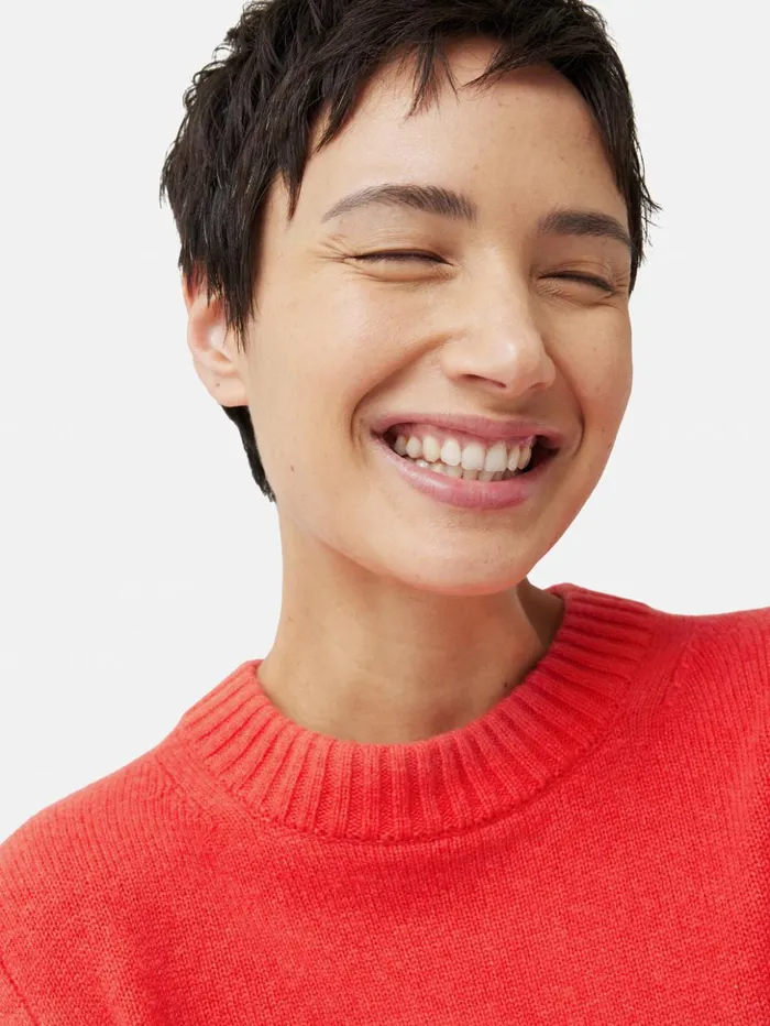 Jigsaw Compact Wool Cashmere Blend Jumper Coral Women Knitwear and Cashmere